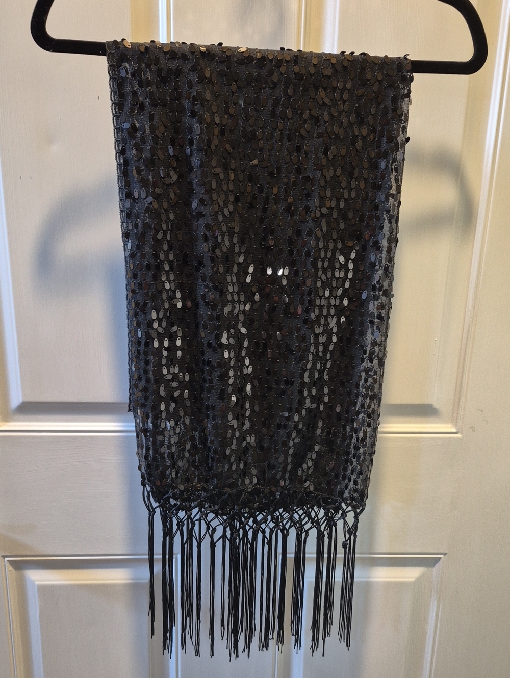 Black Sequin Fringe Women's Scarf